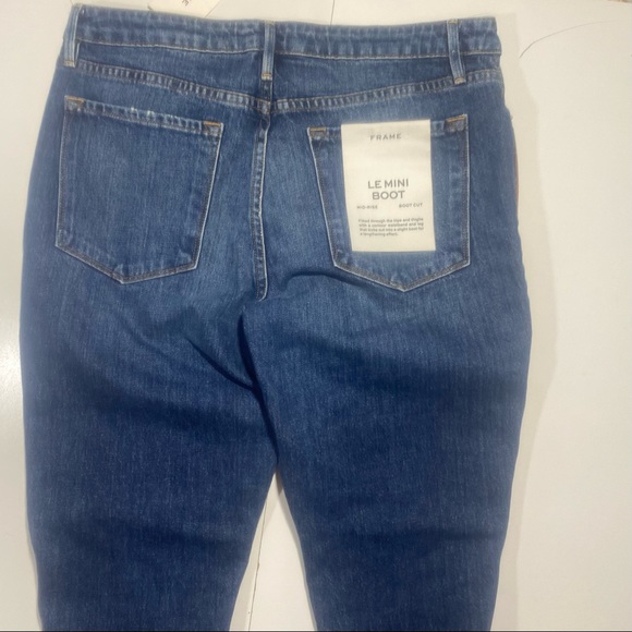 Frame Le Mini Boot Leather Patchwork Snake Print Mid Rise Jeans NWT Size 30 - Picture 5 of 16